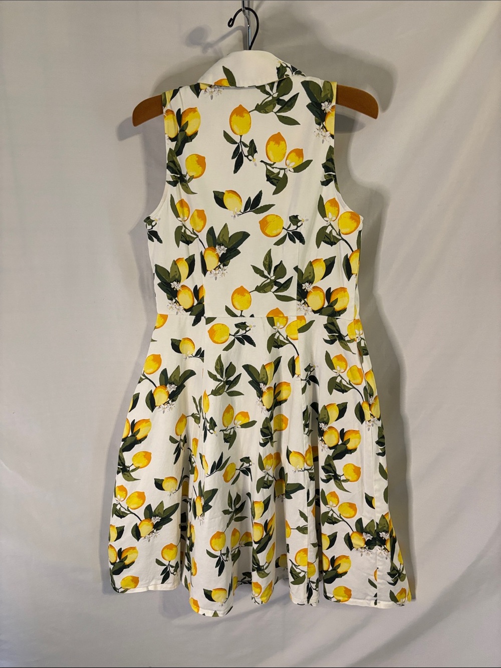 Chetta B Sleeveless Lemon Print Button Down Shirt Dress Size 14 Fit and Flare - Picture 7 of 8